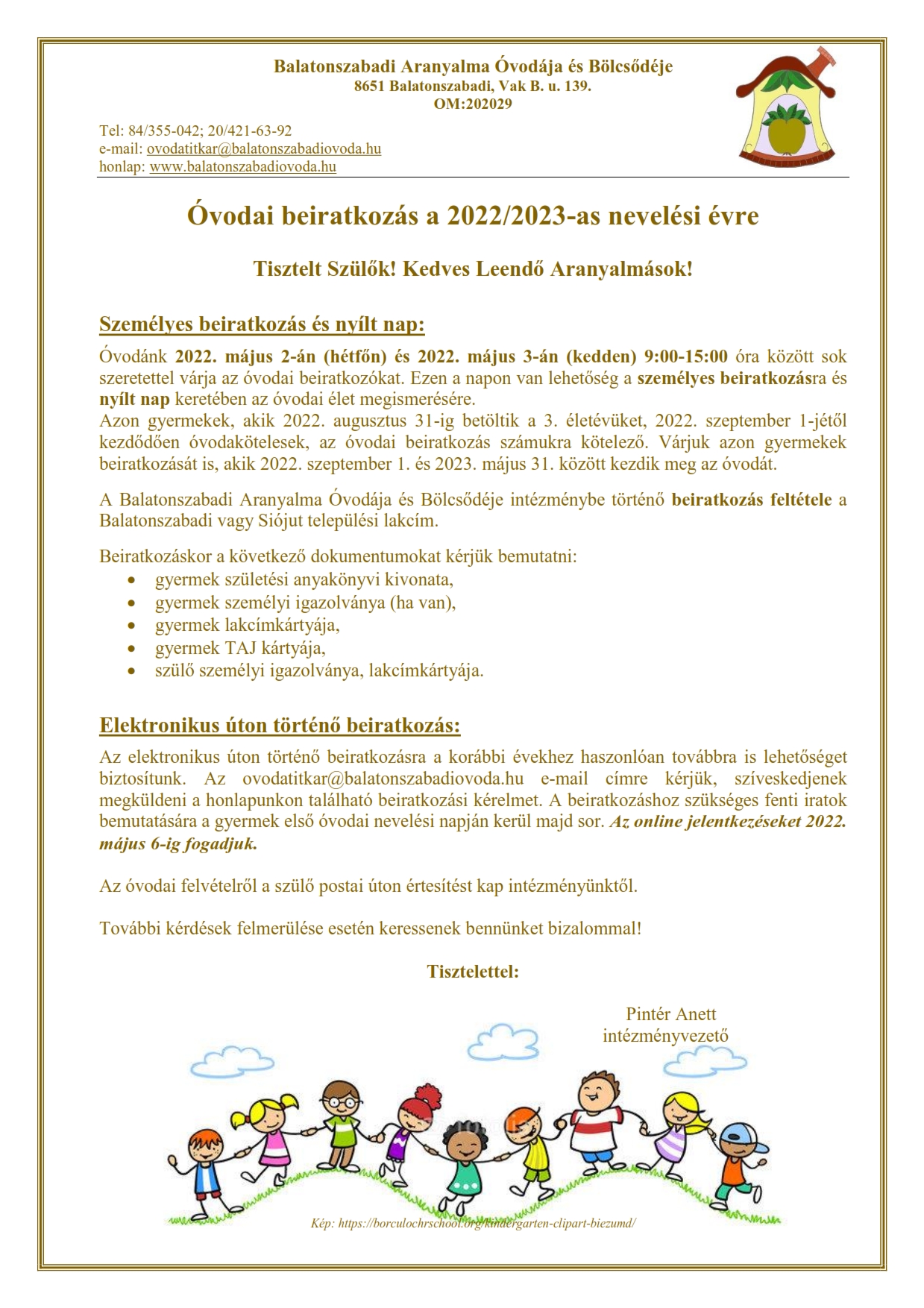 Óvodai beiratkozás 2022 plakát 001